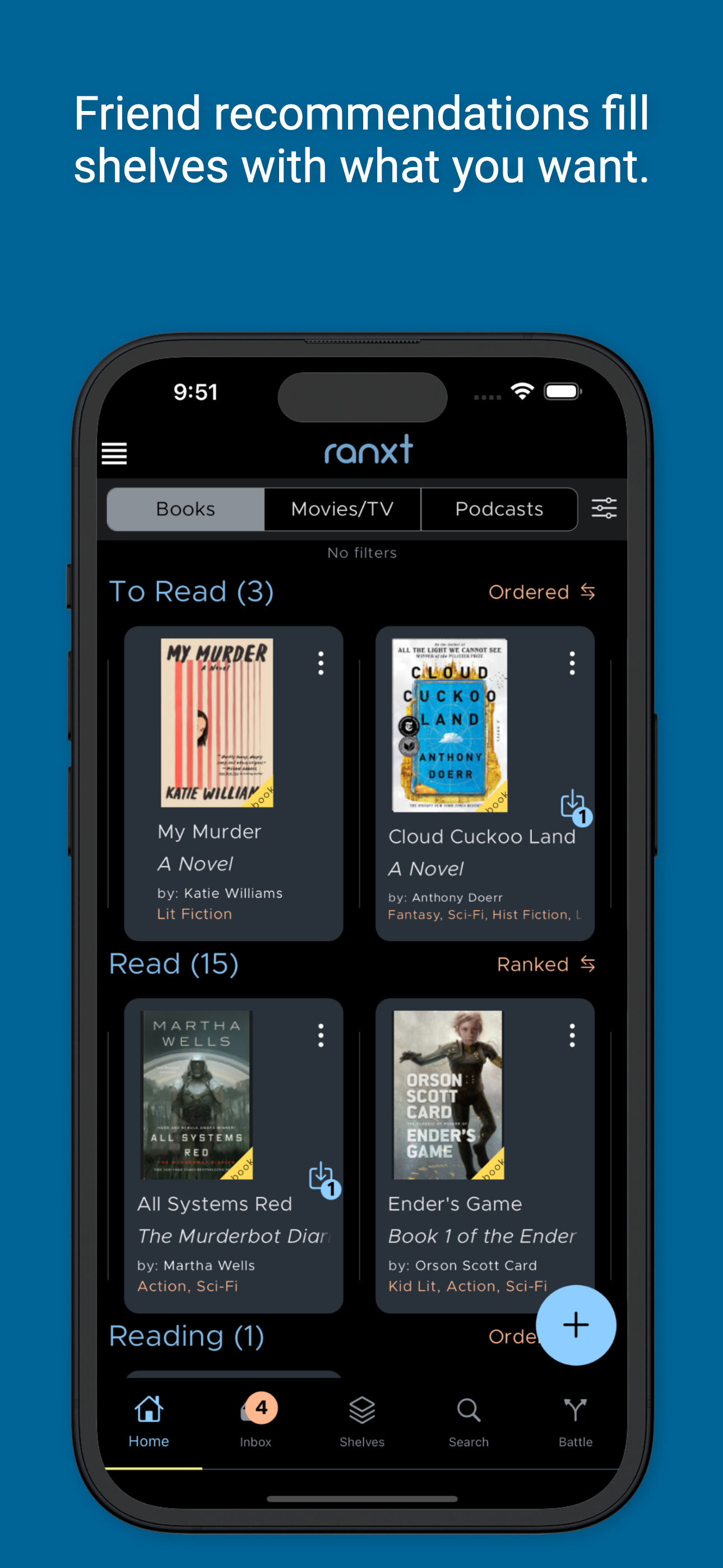 Home screen shelves